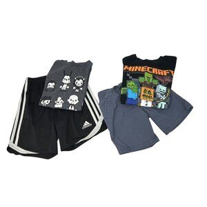 Boy's Clothes - 2 Shorts, 2 T-Shirts - Black‎ & Grey - Size Small